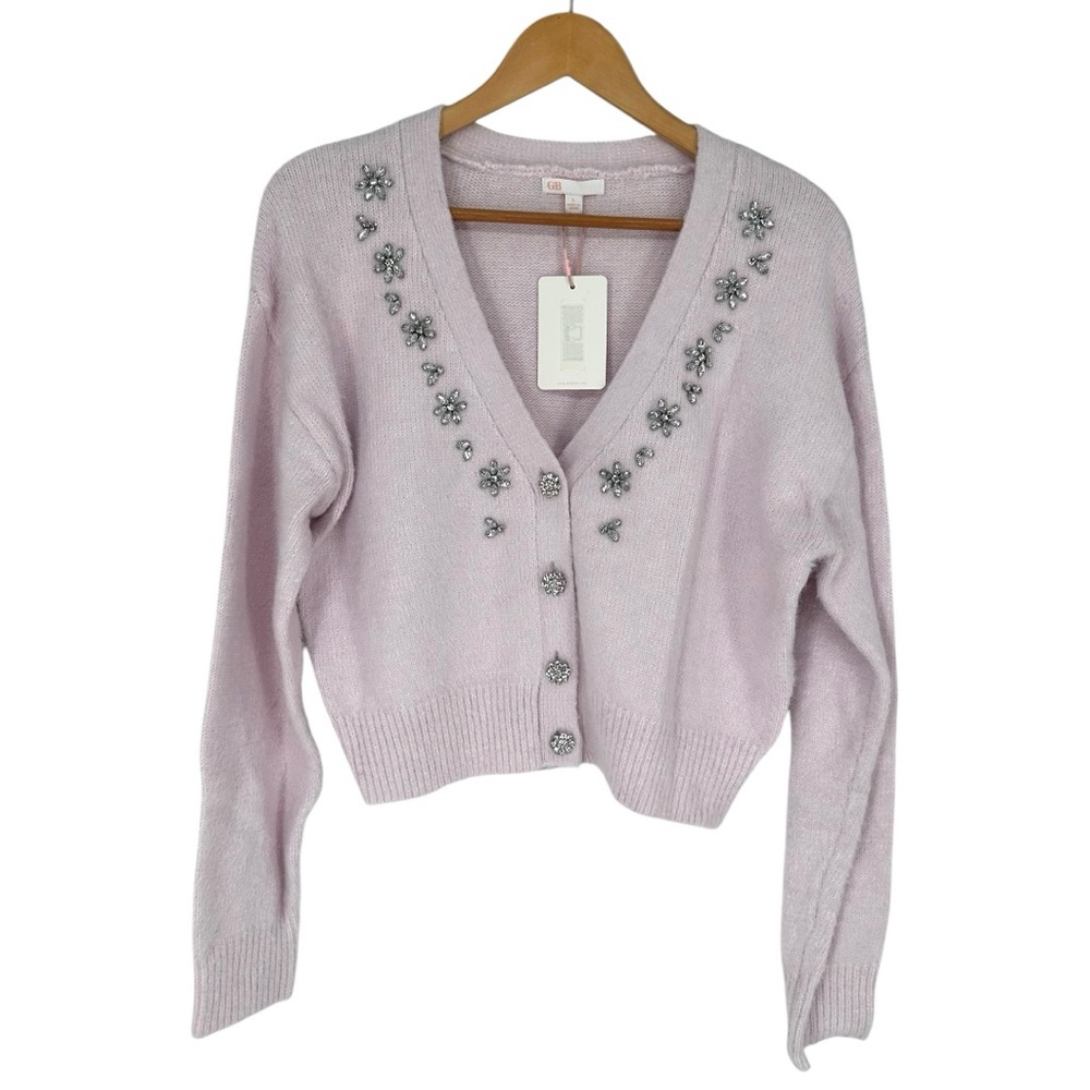 GB Gianni Bini Embellished Long Sleeve Sweater size Large NWT Pastel Light Pink